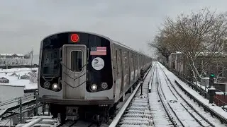R160 & R179 M Trains at Fresh Pond Road in the Snow