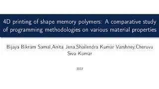 4D Printing | Ph.D. | IIT Kharagpur | Research | Published paper | Saral AI |