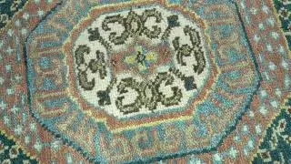 Hand Knotted Kazak Medallion 8x10 Blue and Rust Traditional Persian Rug | TRDCP134810