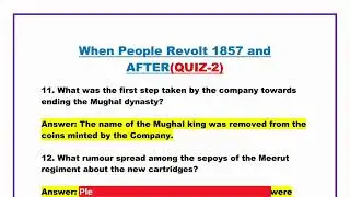 When People Revolt&ndash; 1857 and After | Class 8 | History | Social Science | NCERT | CBSE | Quiz 2