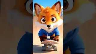 🦊✨ Fluffy Fox Skateboard Flip! 🛹🌈 | Cute Cartoon Short