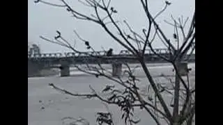 Trains passes through Sevoke railway bridge over river Teesta