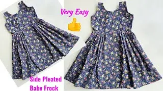 Side pleated baby frock cutting and stitching | Baby Frock cutting and stitching