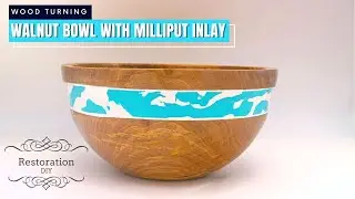 Точение по дереву | Чаша из ореха с инкрустацией Milliput 4K | Реставрация своими руками