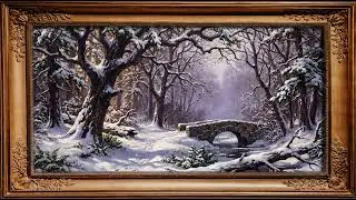 Dark Academia Winter Forest | Snowy Woodland Path Oil Painting | Old Money Nature TV Art