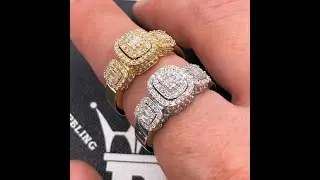 3D Tri Cluster Iced Out Diamond Ring 1.30cttw 10K Gold | Real Jewelry