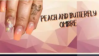 Medium Tapered Square Nude To Peach Ombre Acrylic Nails| Short Nails