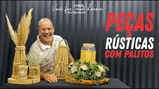 COMO PRODUZIR PEÇAS RÚSTICAS PARA DECORAÇÃO DE FESTA UTILIZANDO PALITO, CORDA E POTES DE PLÁSTICO