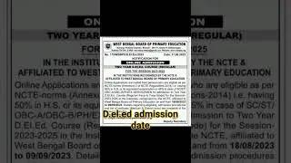 D.el.ed admission date 2023@# d.el.ed course admission date# short @video