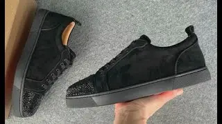 CL RED SOLE LOW TOP BLACK DIAMOND RIVET CASUAL SHOES