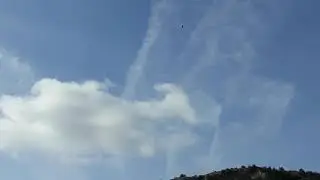 Blue Beam, chem trails, big dark object blocking sun