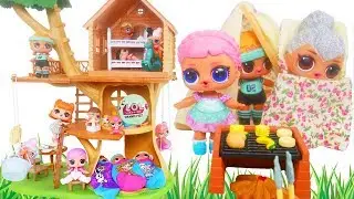 LOL Surprise Dolls + Lil Sisters at Tree House