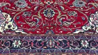 Blue, Red and Beige Semi-Antique Persian Kashan Rug 7'10X10'10 - M 1032