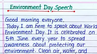 Environment Day Speech in English || Speech on Environment Day in English 