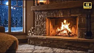 Cozy Winter Fireplace 🔥 Snowy Night Cabin Ambience | Relaxing TV Art