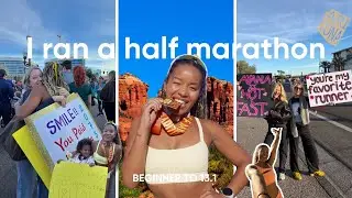 MY FIRST HALF MARATHON 🎧 | Training, Carb Loading, & Race Day Vlog