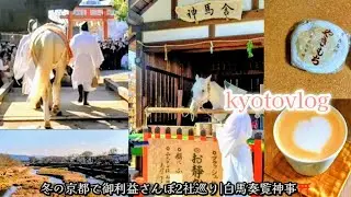 [京都]神馬に会いに上賀茂神社へ/1/7🐴⛩️白馬奏覧神事/上賀茂社家町/葵家やきもち総本舗/風とCOFFEE/大原野神社/紫式部ゆかりの地二社巡り旅[kyotovlog]
