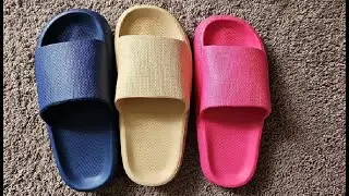 welltree Slides for Women Men Pillow Slippers Non Slip Bathroom Shower Sandals Soft Thick Sole Indoo