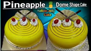 Pineapple 🍍 Cake 🎂 New Disgn Pineapple 🍍 Dome Shape Cake Yellow Jelly Cake Disgn 🎂#pineapplecake
