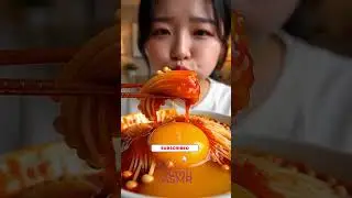 🌶️🍄 Spicy Samyang Enoki Mushrooms with Egg ASMR #asmr #mukbang #satisfying #food #spicy