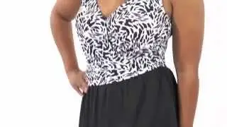 Maxine Plus Size Twist & Shout Asymmetrical Surplus Swim Dress | SwimOutlet.com