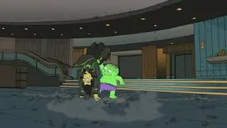 The Simpsons - Hulk Ralph smashing Loki