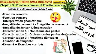 Analyse S1 SMPC SMAI BCG SVTU Chapitre 3 : Fonction convexe et Fonction concave أحسن شرح