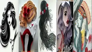 Hand crafted quilling art\ beautiful women on quilling paper