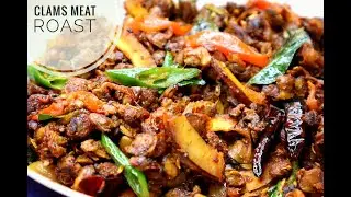 How to clean and cook clam meat | Kerala style kakka irachi roast | Clam meat roast with less oil