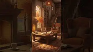 Autumn Fireplace Library Ambience 🍁📚✨ Cozy Fall Reading & Relaxing Fireplace Sounds