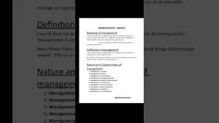 Management: Meaning, Definition & Features/characteristics in hindi #shorts #notes #bba #mba