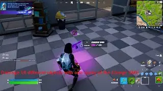 Damage 10 different objects with one spray of the Charge SMG - Fortnite