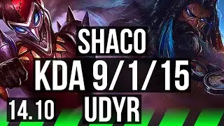 SHACO vs UDYR (JGL) | 9/1/15, 1100+ games, Dominating | KR Diamond | 14.10