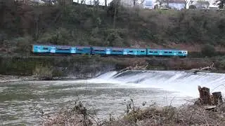 Rare sight 2x150s pass Radyr Weir March 22nd 2014