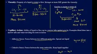 Surface tension, viscosity, and capillary action explained. Adhesive and cohesive forces