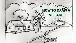 Simple Village House Scenery Drawing | Pencil Sketch for Beginners