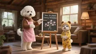 Lesson patience from mama dog to her baby pupper planting flowers🌸compilation
