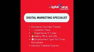 Digital Marketing Specialist Job | 0&ndash;1 Yr Exp | ₹2.4&ndash;4.8 LPA | Conmigo Travels Pune | Apply Now!