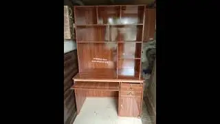 computer table + book shelves cupboard  new design #woodworking