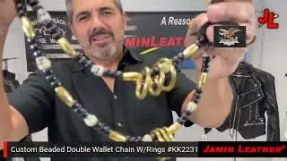 KK22313R = Custom Beaded Double Wallet Chain W/Rings