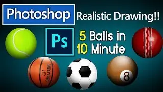 Photoshop realistic Drawing | Sports balls | Amazing photoshop tutorial | Draw Football Photoshop