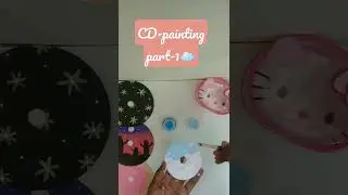 cute diy cd painting✨☁️💙#diy #art #carfts #cdpainting #shorts
