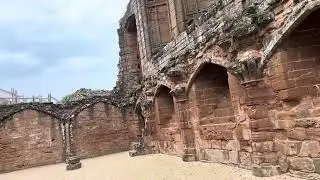 The big space and pigeons in the dungeon at Kenilworth Castle,Warwickshire county in England.