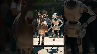 Who Wins the Donkey vs Robot Dog Dance? 🥳 #shorts #funny #ai