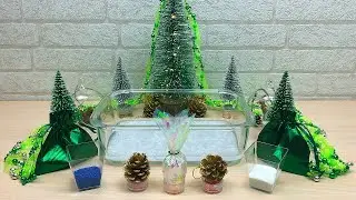 Christmas Tree 🎄 Mixing Glitter and parts into slime. ASMR