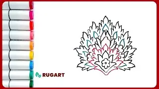 Draw and Color Abstract motif design: How to Draw a Red Flower | Step by Step Drawing Tutorial
