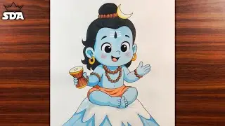 Милый рисунок малыша Господа Шивы 🕉️💙 | Простое и умиротворяющее искусство