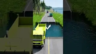 Dump trucks passing water pit #8 | #waterpit  #beamngdrivemods #beamnglive #beamngcrash