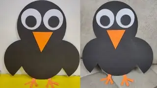 How to make Paper Crow||Easy paper craft for kids||Prop of crow on story Fox & Crow||Crow Craft #diy