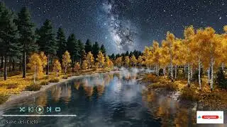 Space travel with celestial background music for meditation